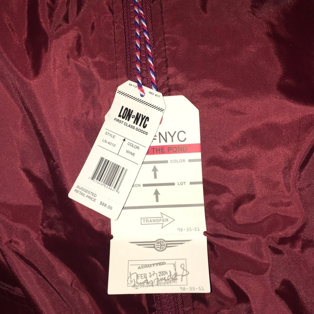 🍷 NWT LON - NYC Across the Pond Bomber Jacket